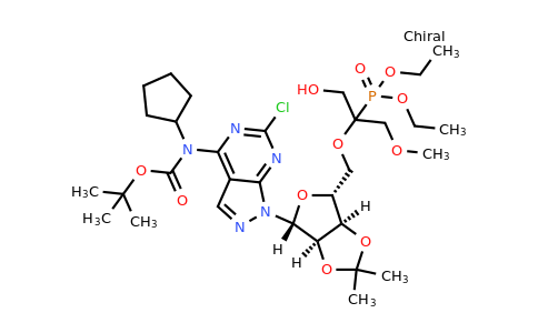 2381269-96-9 | tert-Butyl (6-chloro-1-((3aR,4R,6R,6aR)-6-(((2-(diethoxyphosphoryl)-1-hydroxy-3-methoxypropan-2-yl)oxy)methyl)-2,2-dimethyltetrahydrofuro[3,4-d][1,3]dioxol-4-yl)-1H-pyrazolo[3,4-d]pyrimidin-4-yl)(cyclopentyl)carbamate